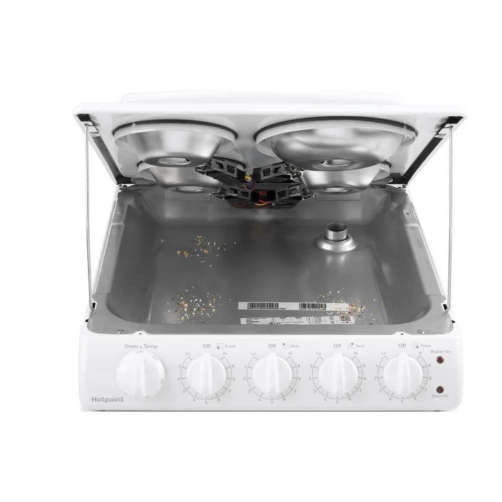 20-inch electric oven with 4 cooking zones, freestanding, in white