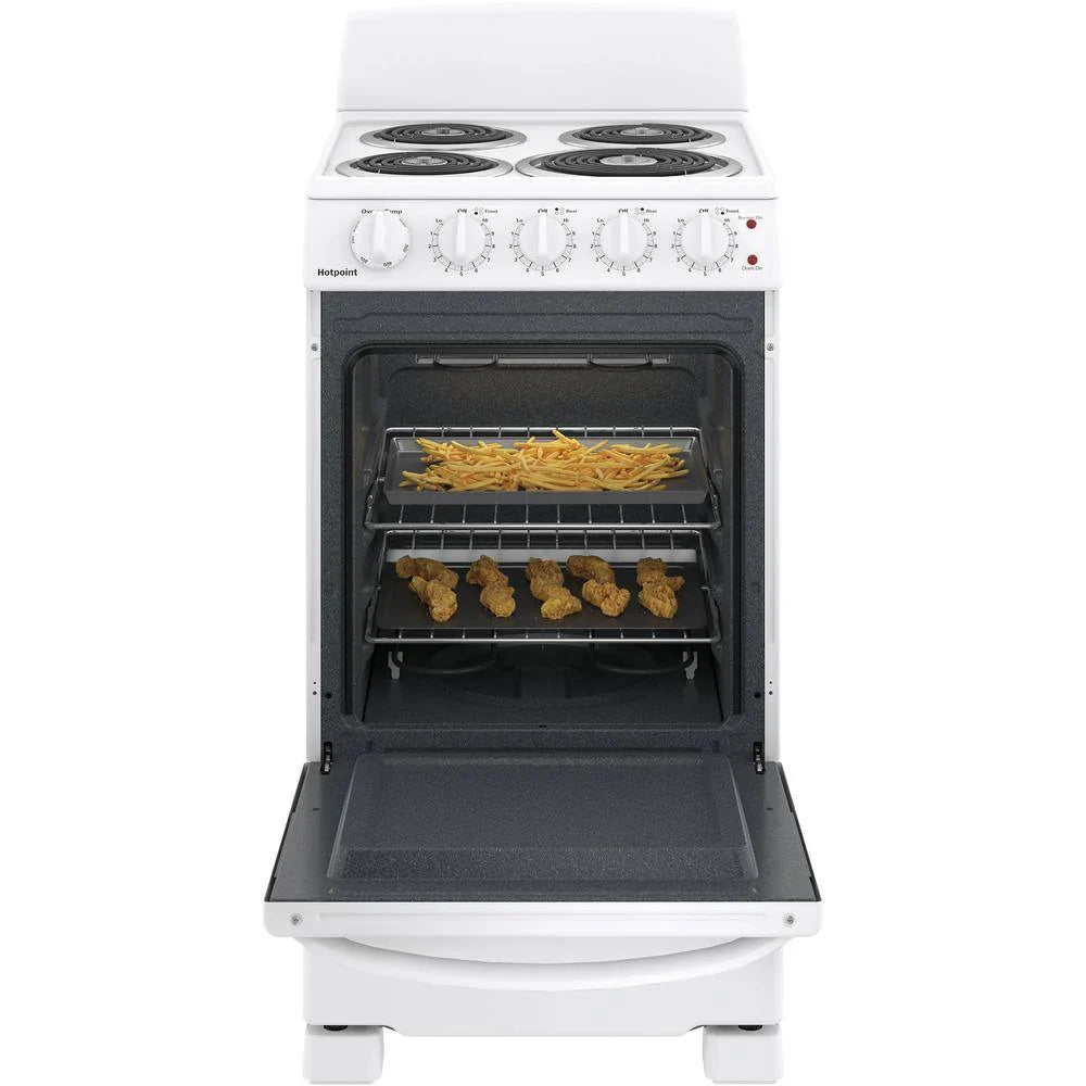 20-inch electric oven with 4 cooking zones, freestanding, in white