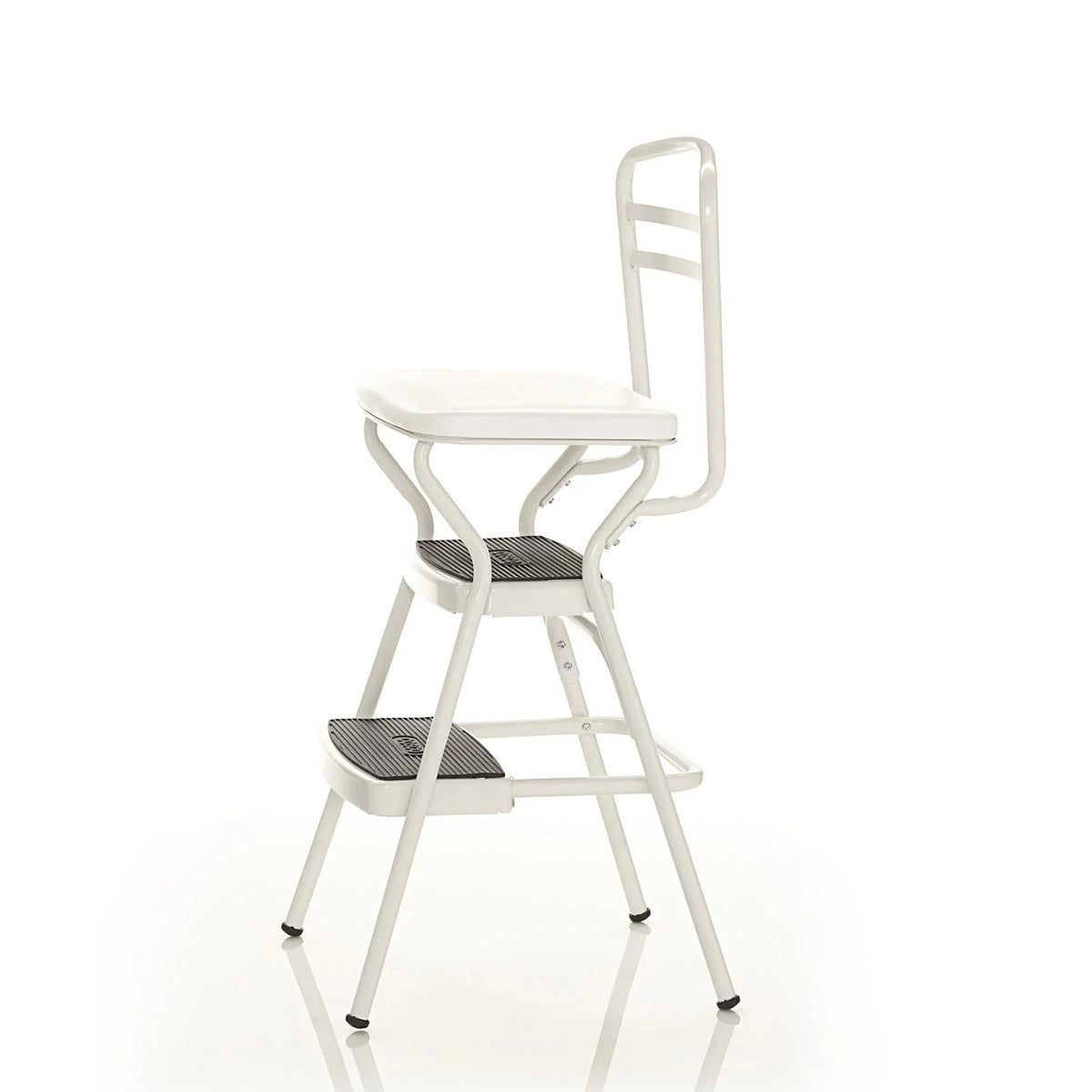 COSCO Stylaire Retro Chair + Step Stool with flip-up seat (white, one pack)