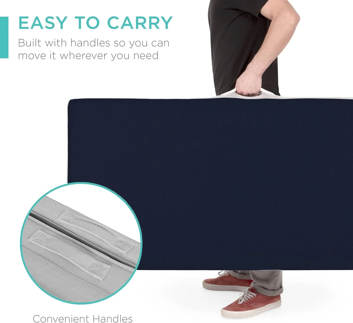 Best Choice Products 4in Portable Queen-Size Mattress, Tri-Fold Mattress for Camping, Guest, Toddler, Foam Plush w/Carry Case - Grey