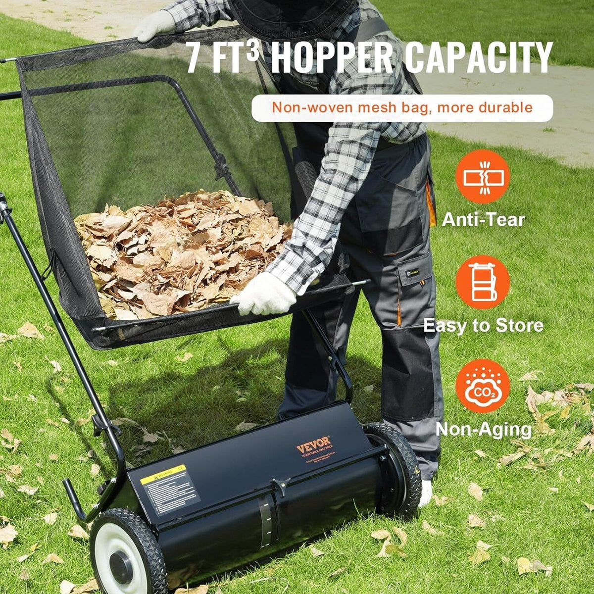 2025 Heavy Duty Steel 26 Inch Collector Push Lawn Sweeper
