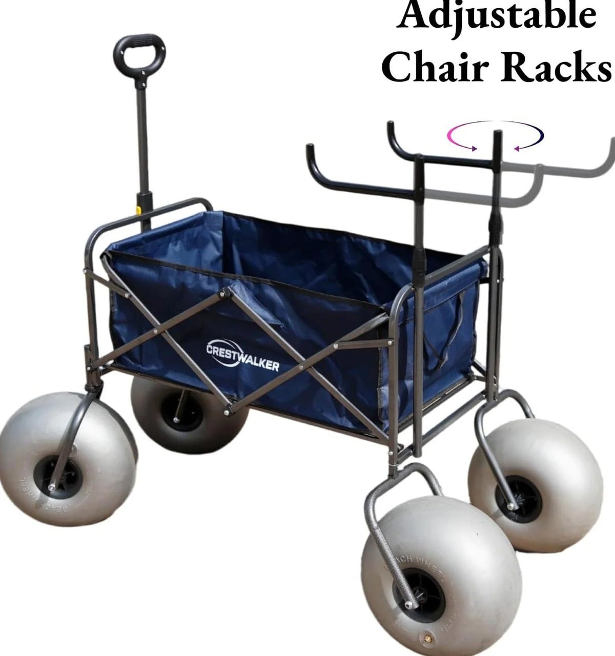 Beach Cart with 13" Balloon Wheels, Chair Racks &amp; Pump Included
