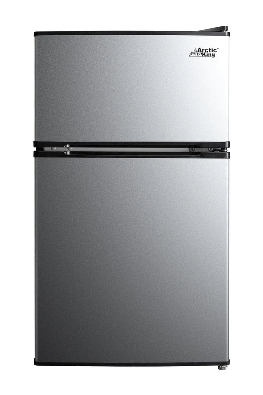 Arctic King 3.2 Cu ft Two Door Mini Fridge with Freezer, Stainless Steel, E-Star