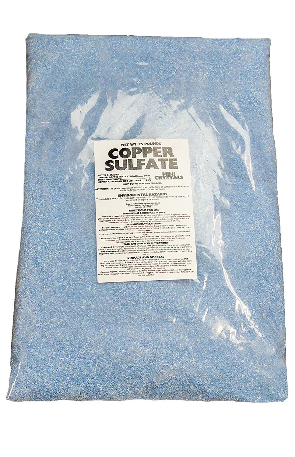Copper Sulfate Fine Crystals - 25 lb Bag