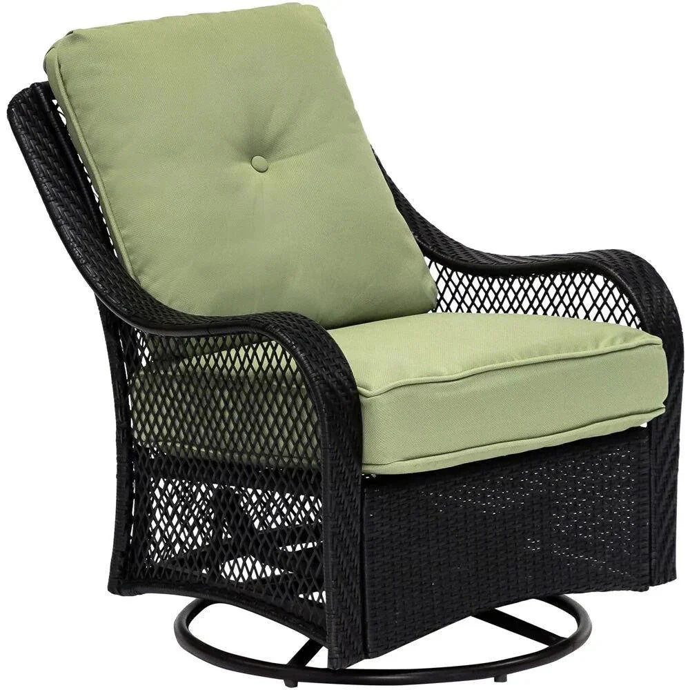 2025 5-piece steel patio fire pit seating set with navy blue cushions, swivel gliders and square fire pit table