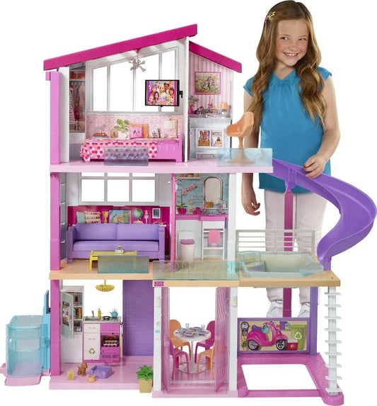 Barbie DreamHouse Dollhouse with elevator, pool, lighting and over 70 accessories C 3-story playset