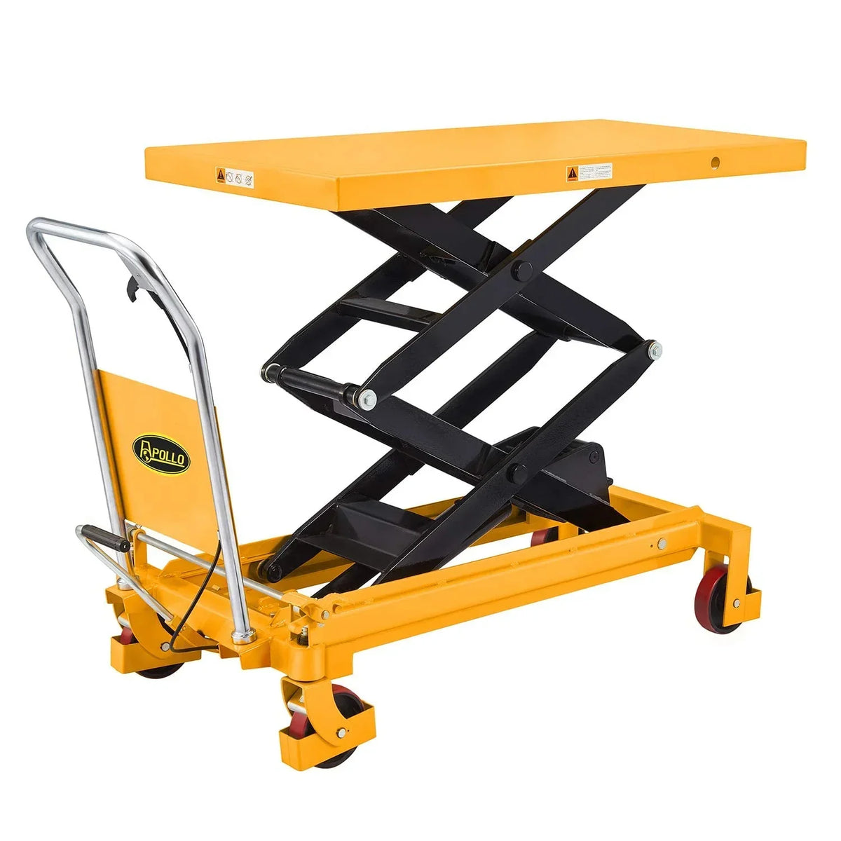 APOLLOLIFT Hydraulic Lift Table Cart – 770 lbs Capacity, 51" Max Height, Double Scissor Lift with Safety Guard & 4 Wheels