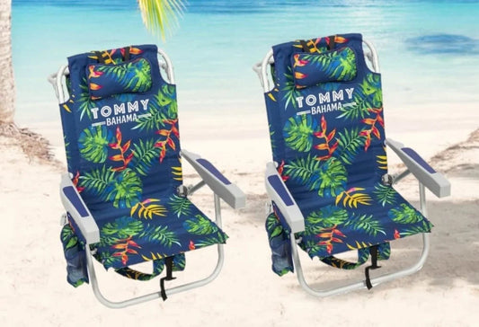 Backpack Beach Chair 2 Pack (Tropical Foliage),Dark Blue (2622206)