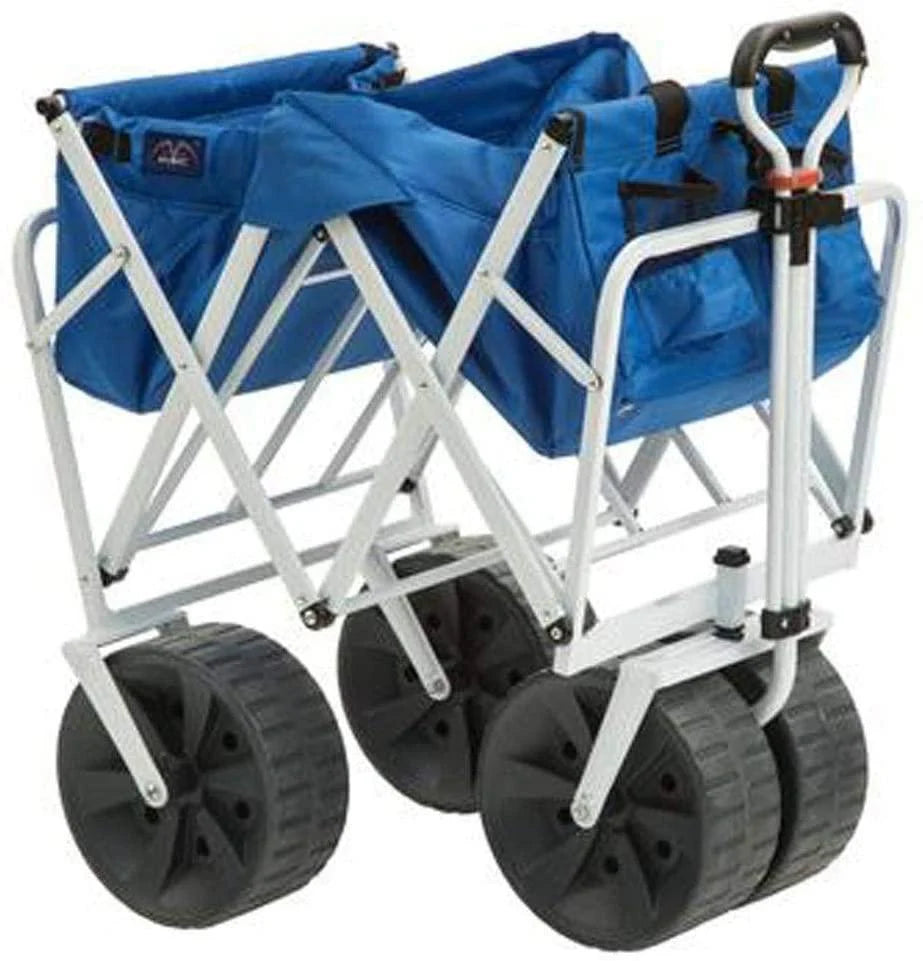 Mac Sports Heavy Duty Collapsible Folding All Terrain Utility Beach Wagon Cart Blue/Black