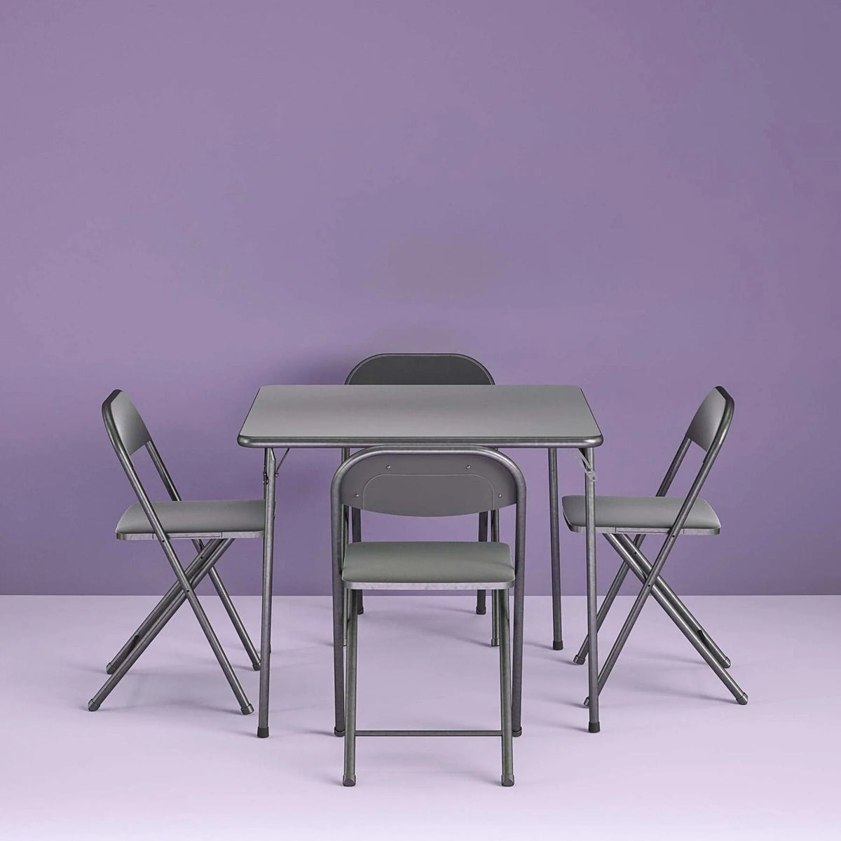 Cosco 5-Piece Folding Card Table Set, Black - Vinyl Seats, Easy Storage, Durable