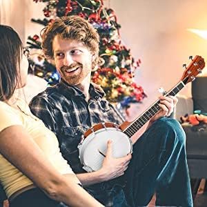 String Banjo 26 Inch MINI Travel Banjo Banjo Beginner Kit with Remo Head Open Back & Closed Solid Back with beginner Kit Comfortable Carrying Bag