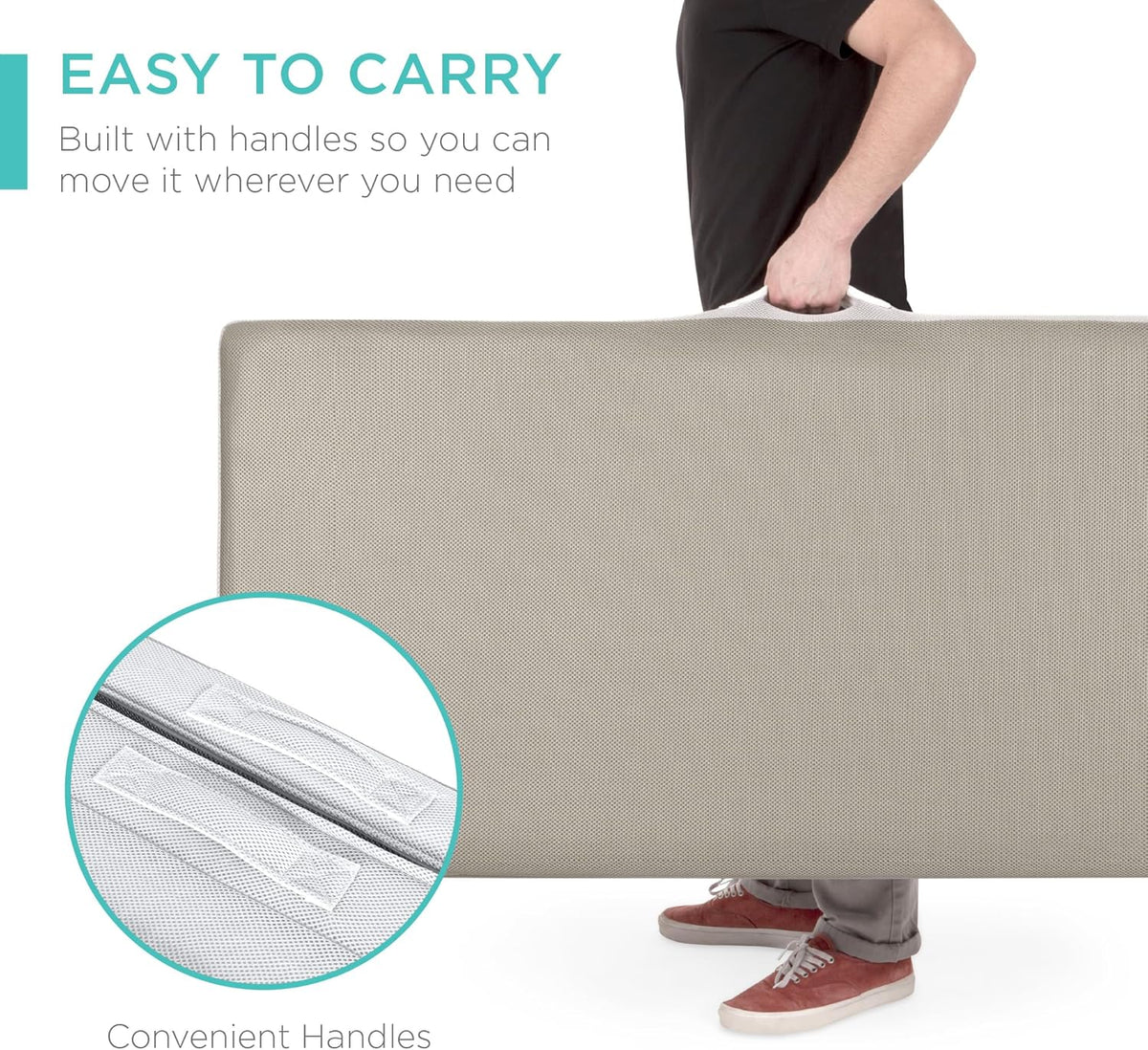Best Choice Products 4in Portable Queen-Size Mattress, Tri-Fold Mattress for Camping, Guest, Toddler, Foam Plush w/Carry Case - Grey