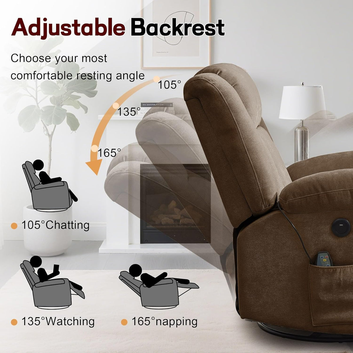 Rocker Recliner Glider Recliner Chairs for Adults 360° Swivel Rocking Chair