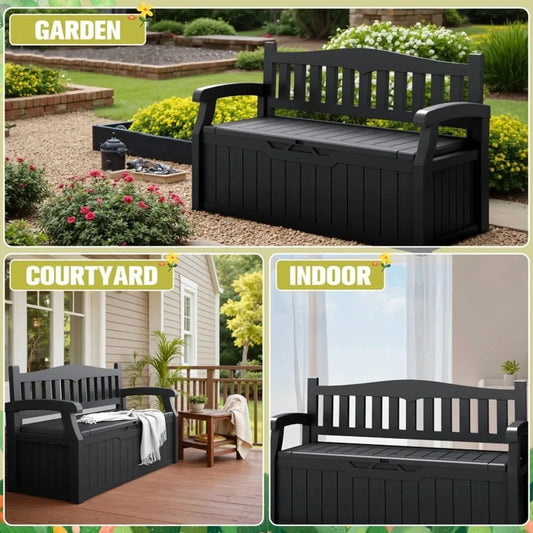 Devoko 82 Gallon Storage Patio Bench and Deck Box Organization Storage Combi for Patio,Garden