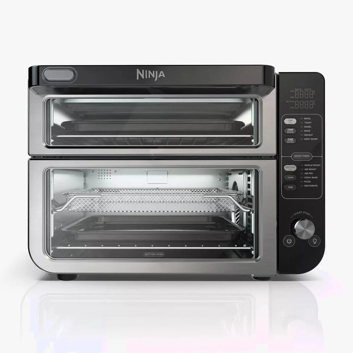 12-in-1 Double Oven with FlexDoor, FlavorSeal Smart Finish, Rapid Top Oven, Convection and Air Fry Bottom Oven DCT401