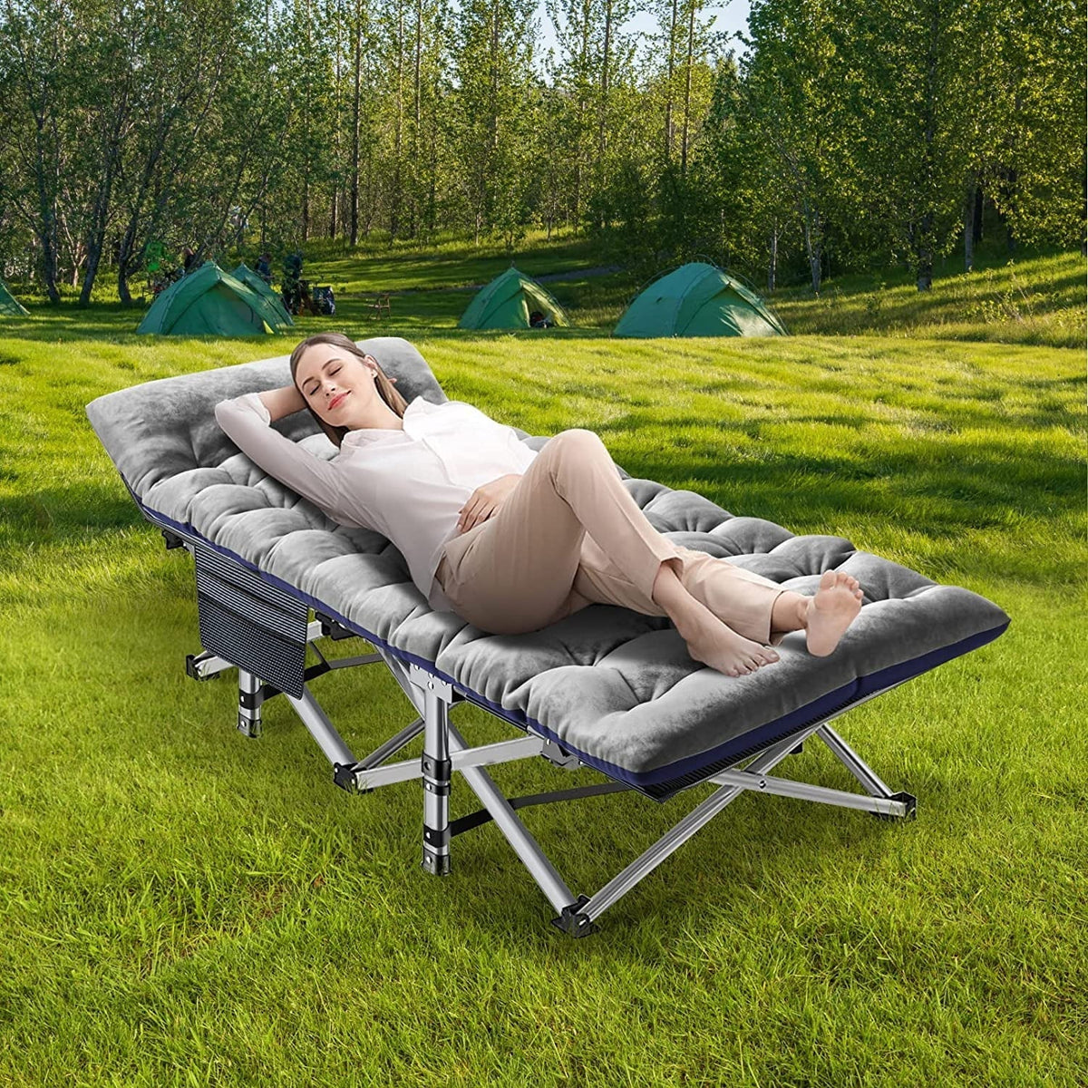 Slsy 2 Pack Folding Bed Cot with 3.3 Inch 2 Sided Mattress, 75"* 28" Folding Camping Cots with Carry Bag, Portable Sleeping Cot Guest Bed