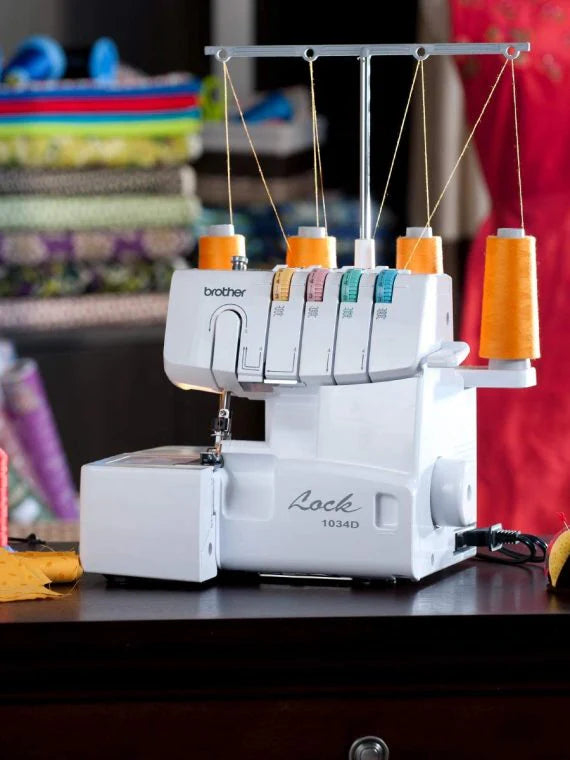 1034D Serger Heavy-Duty Metal Frame Overlock Machine 1300 Stitches Per Minute Removeable Trim Trap 3 Included Accessory Feet