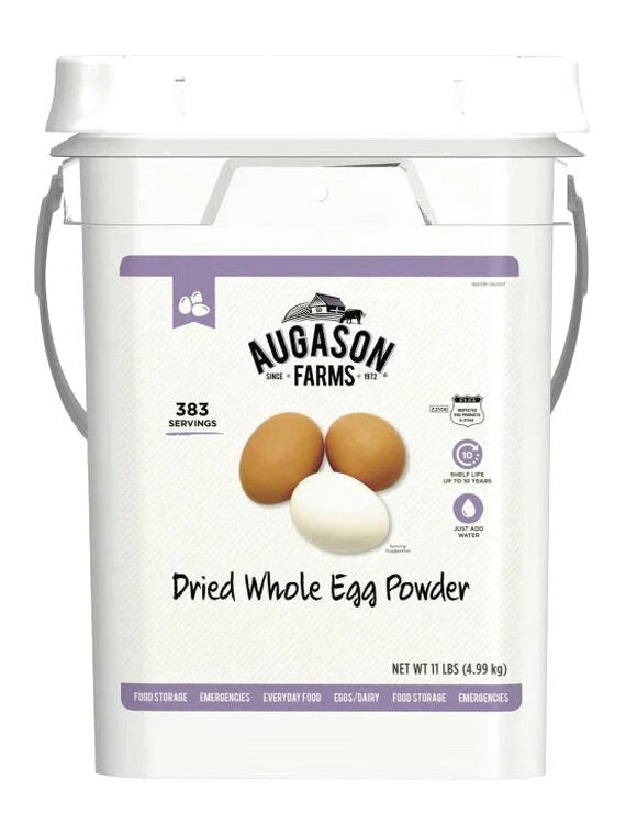 Augason Farms Dried Whole Egg Powder Emergency Food Supply 11 Pound 4-Gallon Pail 383 Servings