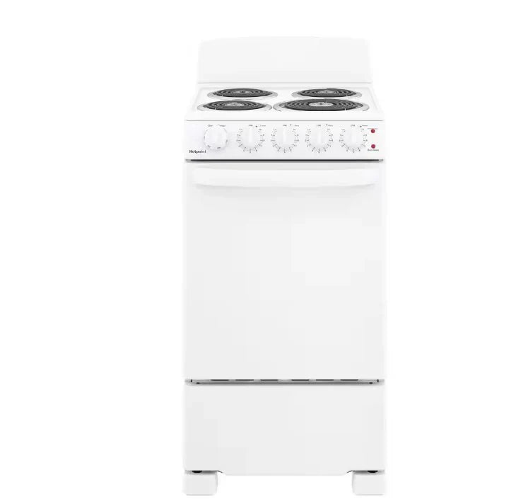 20-inch electric oven with 4 cooking zones, freestanding, in white