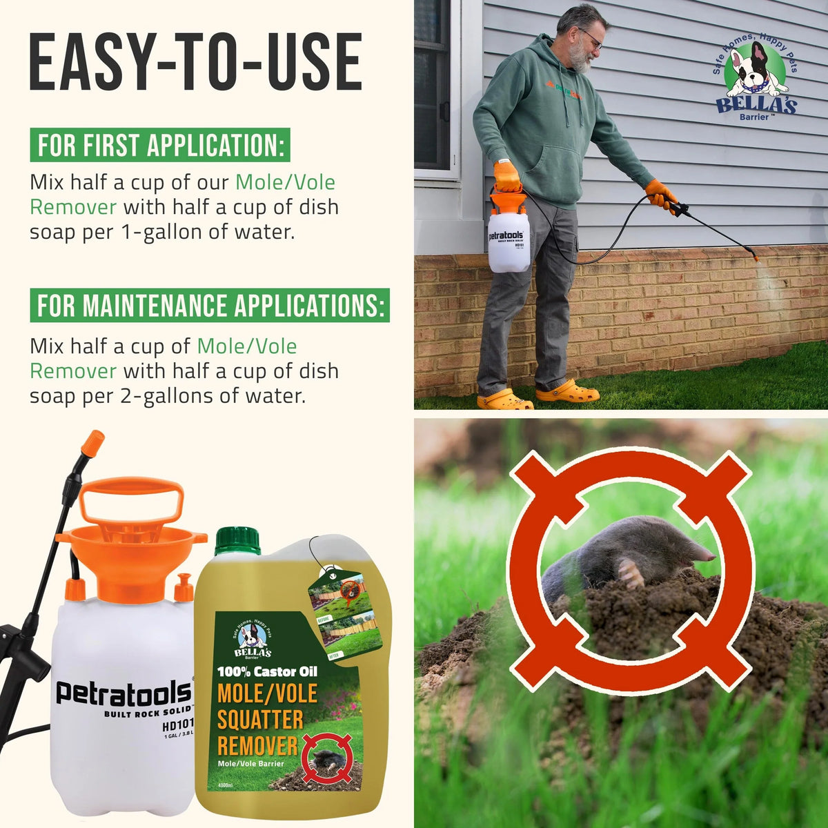 100% Castor Oil for Mole for Lawns Getting Rid of Ground Moles - Most Effective Way to Remove Gopher, Mole, Vole Castor Oil - Pet Safe, Food Grade (1 Gallon)