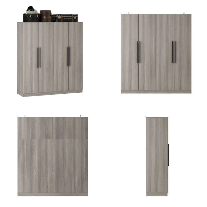 Modern Freestanding Solid Wood Wardrobe Closet With Storage Shelves