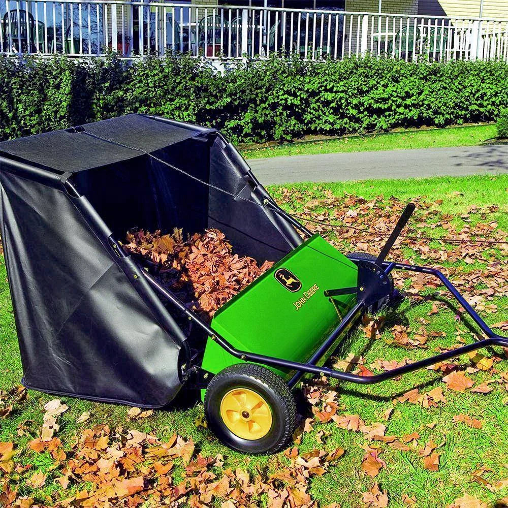 John Deere 42 trailed lawn sweeper, 24 cubic foot capacity, adjustable brushes