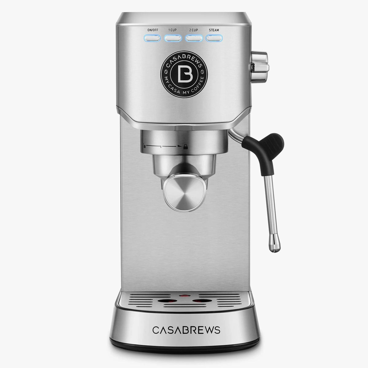 CASABREWS 5418Basic Espresso Machine with 20-Bar pressure, 34 oz Water Tank, with Milk Frother, Silver