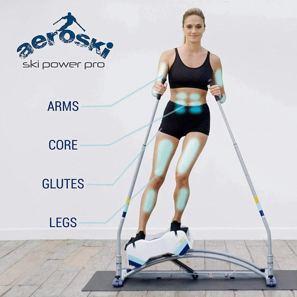 Aeroski 2.0 Ski Fitness Workout Machine with Recoil Spring Resistance Gray