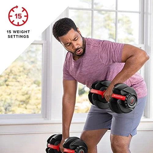 Bowflex SelectTech 552 Adjustable Dumbbells Pair - 5 to 52.5 lbs Weight Range, Replaces 15 Sets