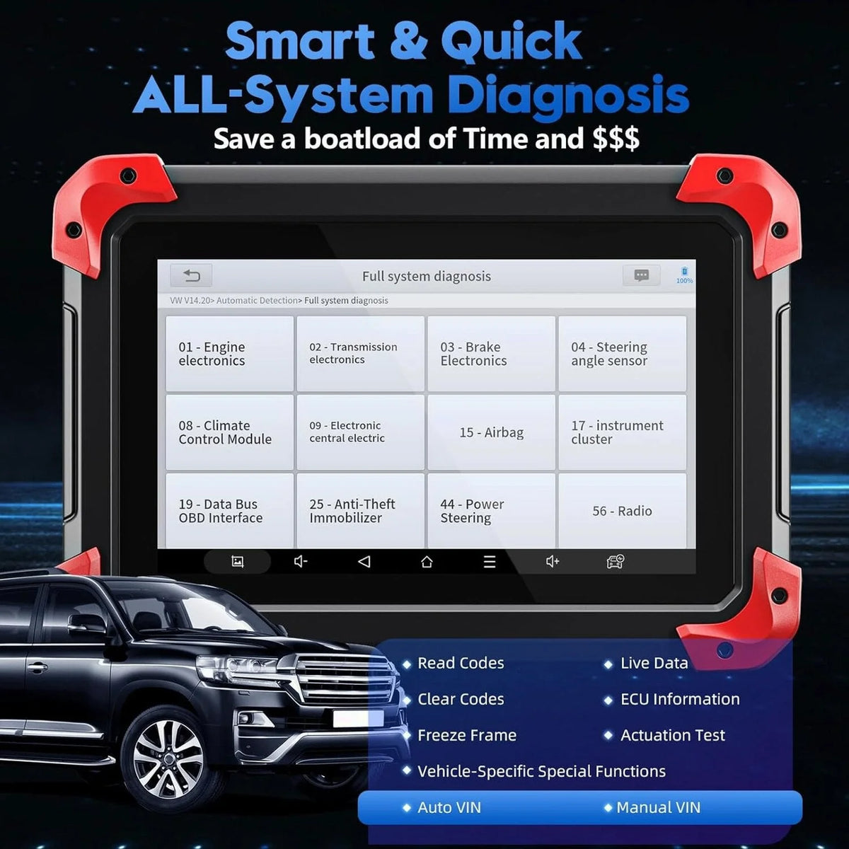 Bidirectional Scan Tool: 2024 Newest Automotive Scanner Diagnostic Tool with ECU Coding Active Tests All System Scan 36+ Resets Crankshaft Relearn Android 10 3-Year Updates