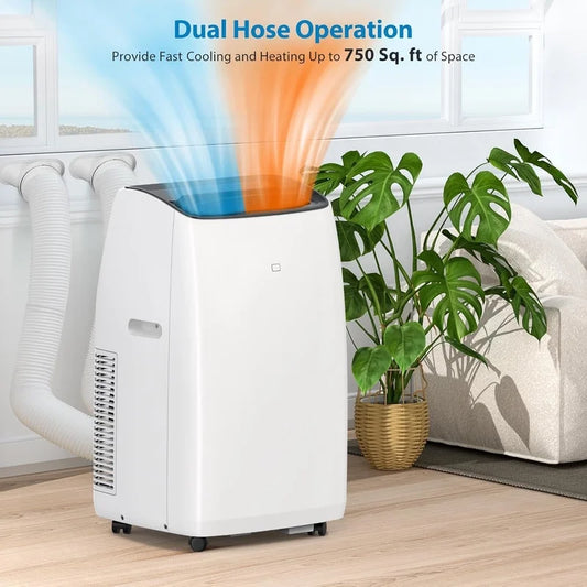 Portable Air Conditioners, 14000 BTU Air Conditioner for Rooms Up to 750 Sq.Ft, AC Unit with Heat, Sleep Mode, Dehumidifier, Fan, Remote Control, 24H Timer, Easy Setup for Bedrooms, Black Top