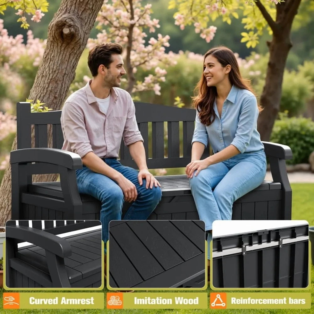 Devoko 82 Gallon Storage Patio Bench and Deck Box Organization Storage Combi for Patio,Garden