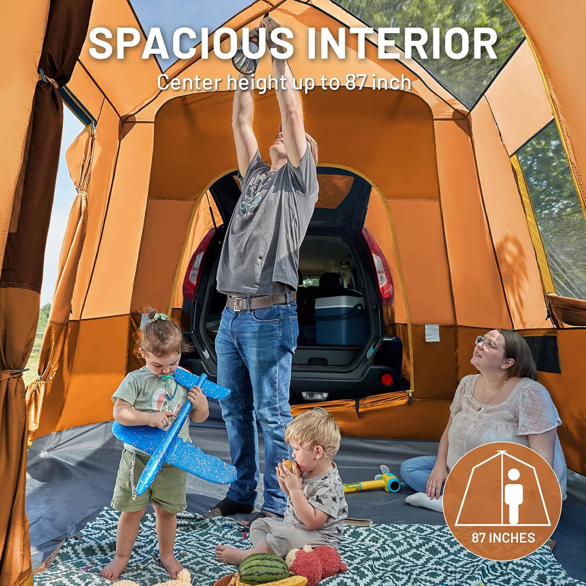 TIMBER RIDGE 5-9 Person SUV Tent with Screen Porch and Awning for Family Camping, Weather Resistant and Portable Van or Car Tent, Includes Rainfly and Storage Bag, 13' W X 10' L X 7.1' H
