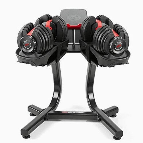 Bowflex SelectTech Dumbbell Stand with Media Rack, Ergonomic Design, Wheeled, Compact for 552/560/1090 Models