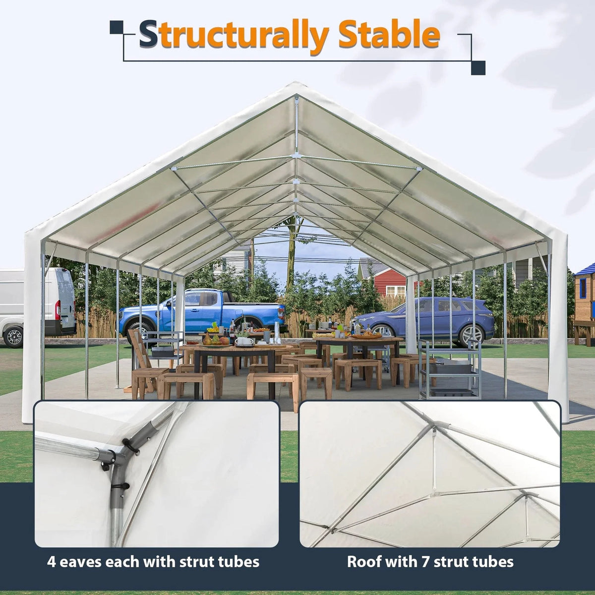 20x40 FT Heavy-Duty Party Tent with 3 Storage Bags - Large Waterproof Wedding Event Shelter for Removable Sidewalls &amp; Zipper Door - Outdoor Commercial Tent for Parties Carport Camping BBQ Garden