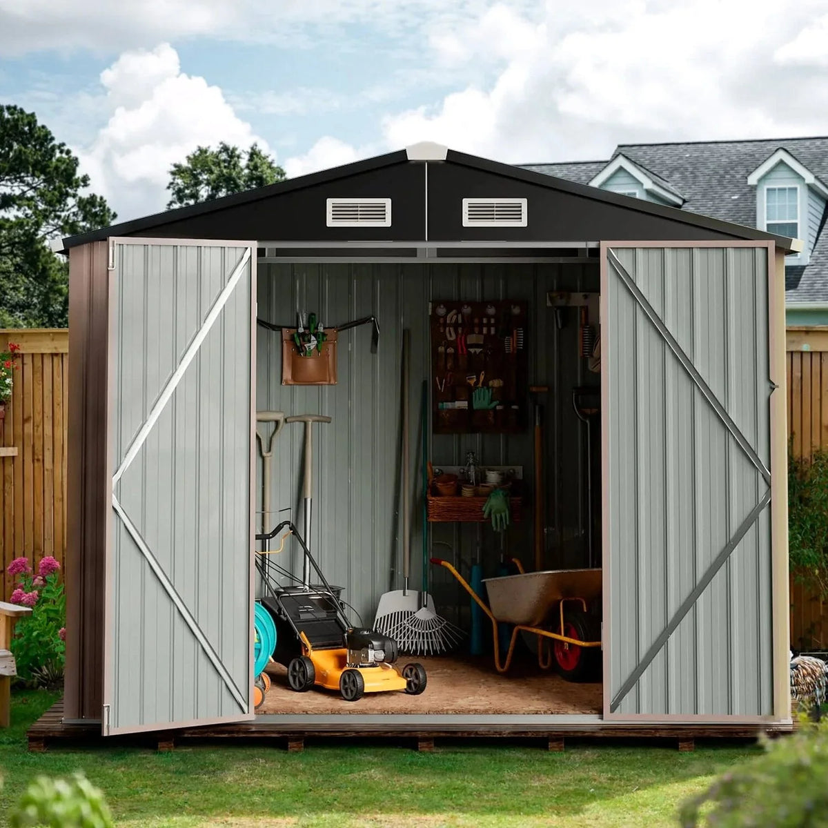 Aoxun 6.4x4 FT Outdoor Storage Shed for Tool Garden