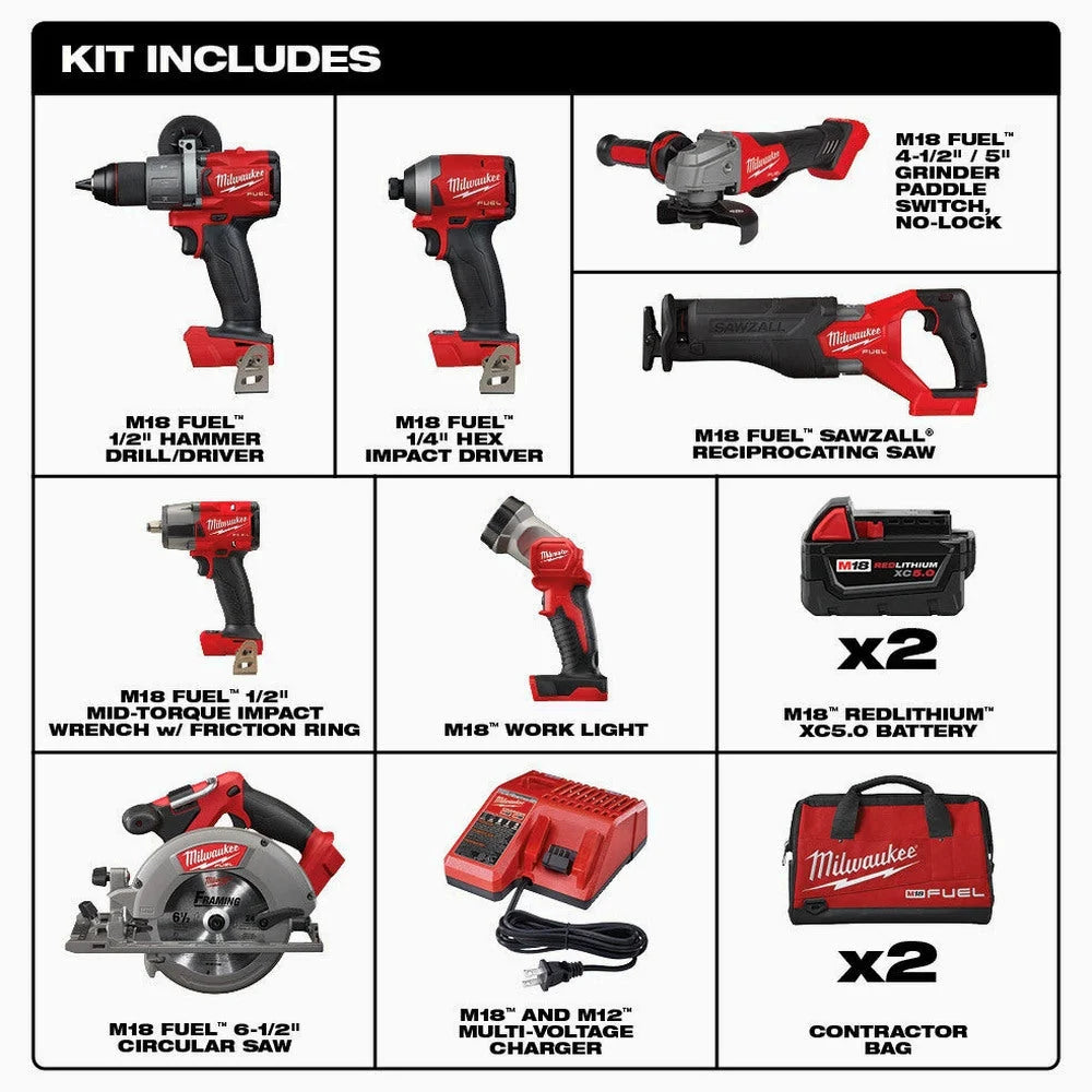 18V M18 FUEL Lithium-Ion Brushless Cordless 7-Tool Combo Kit 5.0 Ah