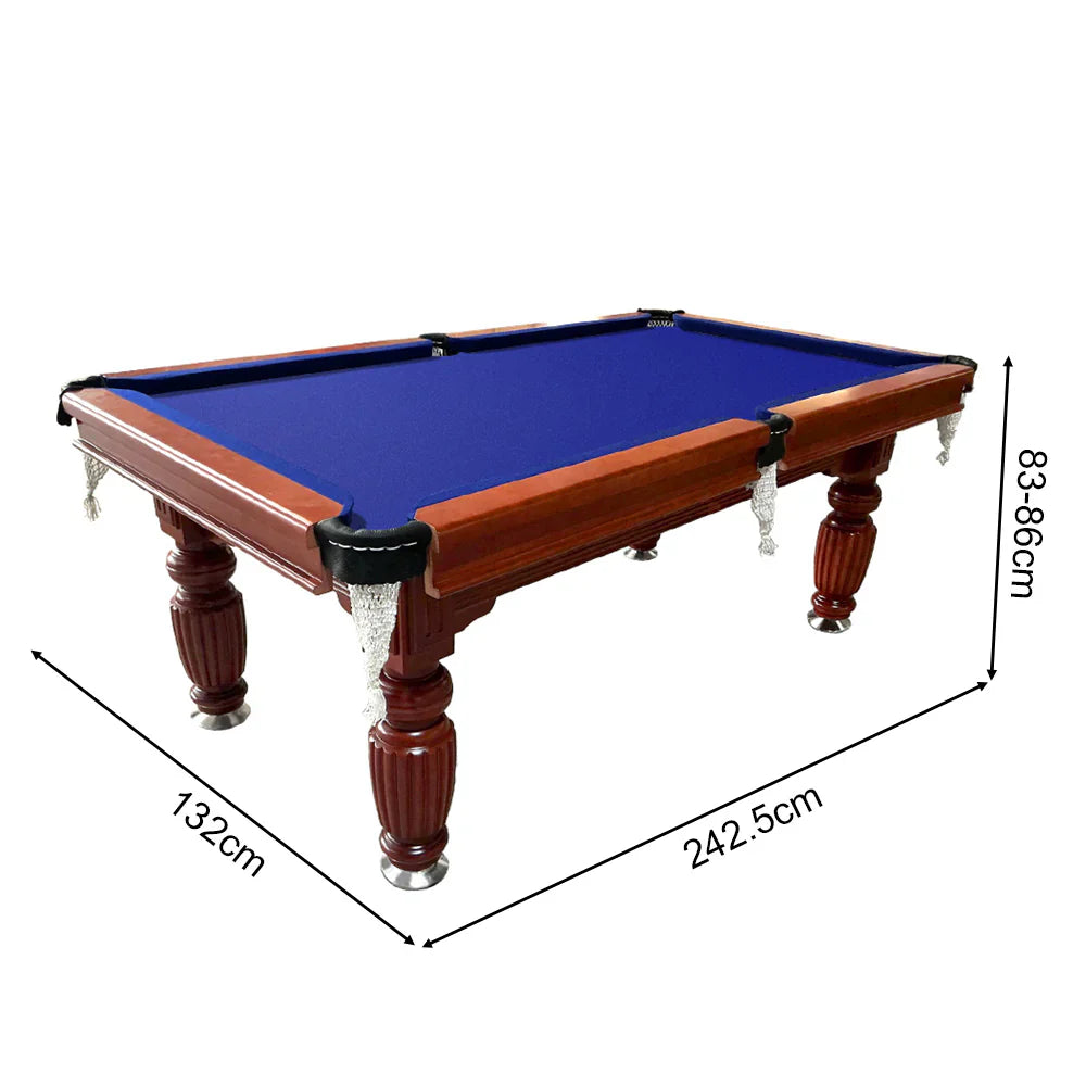 Classic Slate Pool Table with Cues and Balls Set for Home or Lounge, Walnut Wood, 8FT