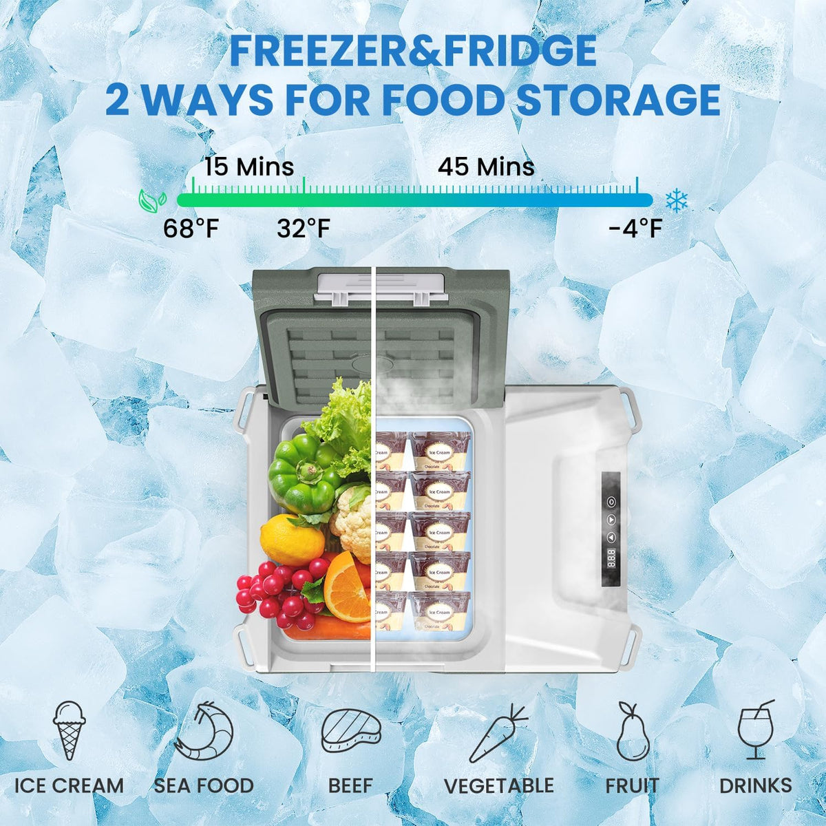 Alpicool 12 Volt Refrigerator 12V Car Fridge 10 Quart Small Car Refrigerator Portable Fridge 12/24V