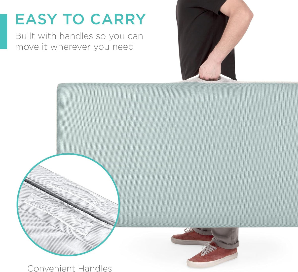Best Choice Products 4in Portable Queen-Size Mattress, Tri-Fold Mattress for Camping, Guest, Toddler, Foam Plush w/Carry Case - Grey