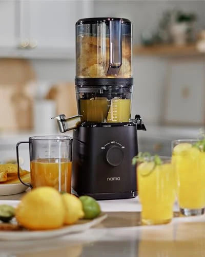 Nama J2 Cold Press Juicer – Self Feeding for Hands Free Operation with Wide Mouth Hopper for Whole Recipe Loading, Zero Waste Masticating Juicer For More Juice, Less Pulp – Easy Cleanup &amp; Assembly: Home &amp; Kitchen