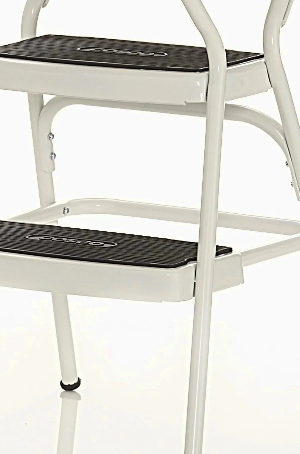 COSCO Stylaire Retro Chair + Step Stool with flip-up seat (white, one pack)
