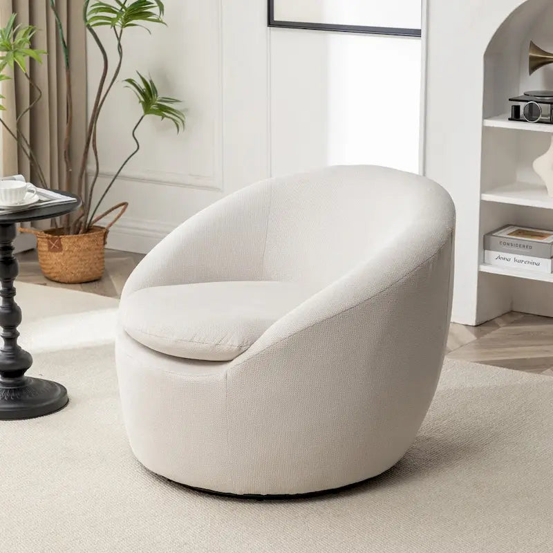 Swivel Barrel Chair - 360° Rotation - Boucle Fabric