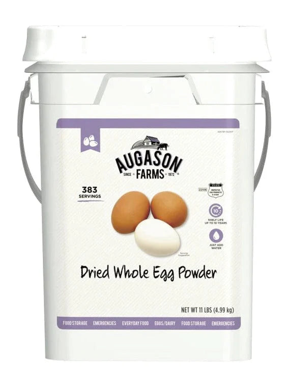 Augason Farms Dried Whole Egg Powder Emergency Food Supply 11 Pound 4-Gallon Pail 383 Servings