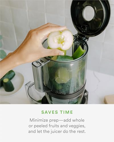 Nama J2 Cold Press Juicer – Self Feeding for Hands Free Operation with Wide Mouth Hopper for Whole Recipe Loading, Zero Waste Masticating Juicer For More Juice, Less Pulp – Easy Cleanup &amp; Assembly: Home &amp; Kitchen