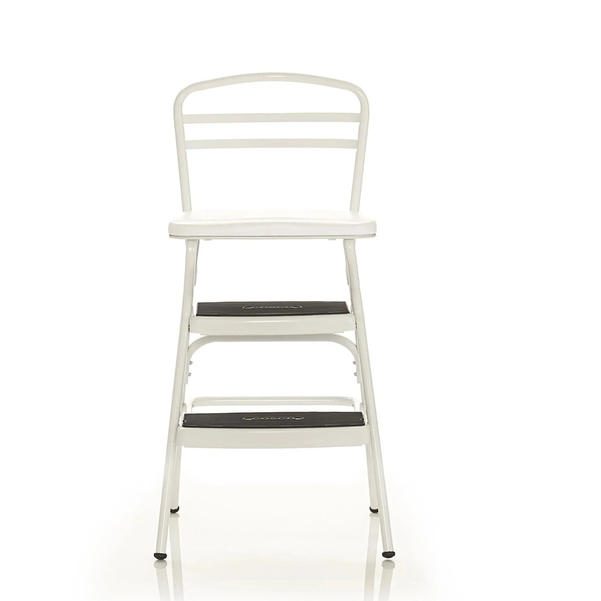 COSCO Stylaire Retro Chair + Step Stool with flip-up seat (white, one pack)