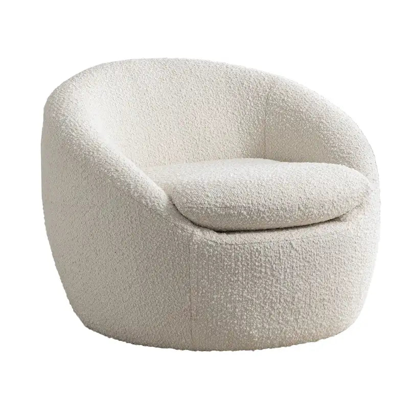 Swivel Barrel Chair - 360° Rotation - Boucle Fabric