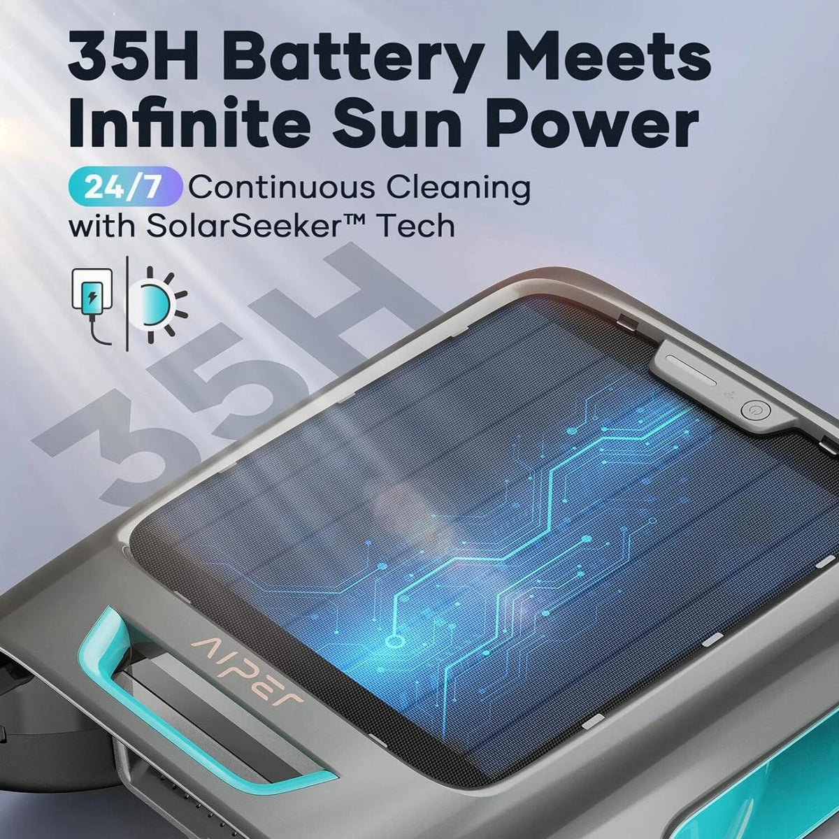 AIPER Surfer S2 Solar Pool Skimmer with APP Support, 24/7 Cleaning, Dual Charging Modes, Smart Obstacle Avoidance, Ideal for All Swimming Pool Types