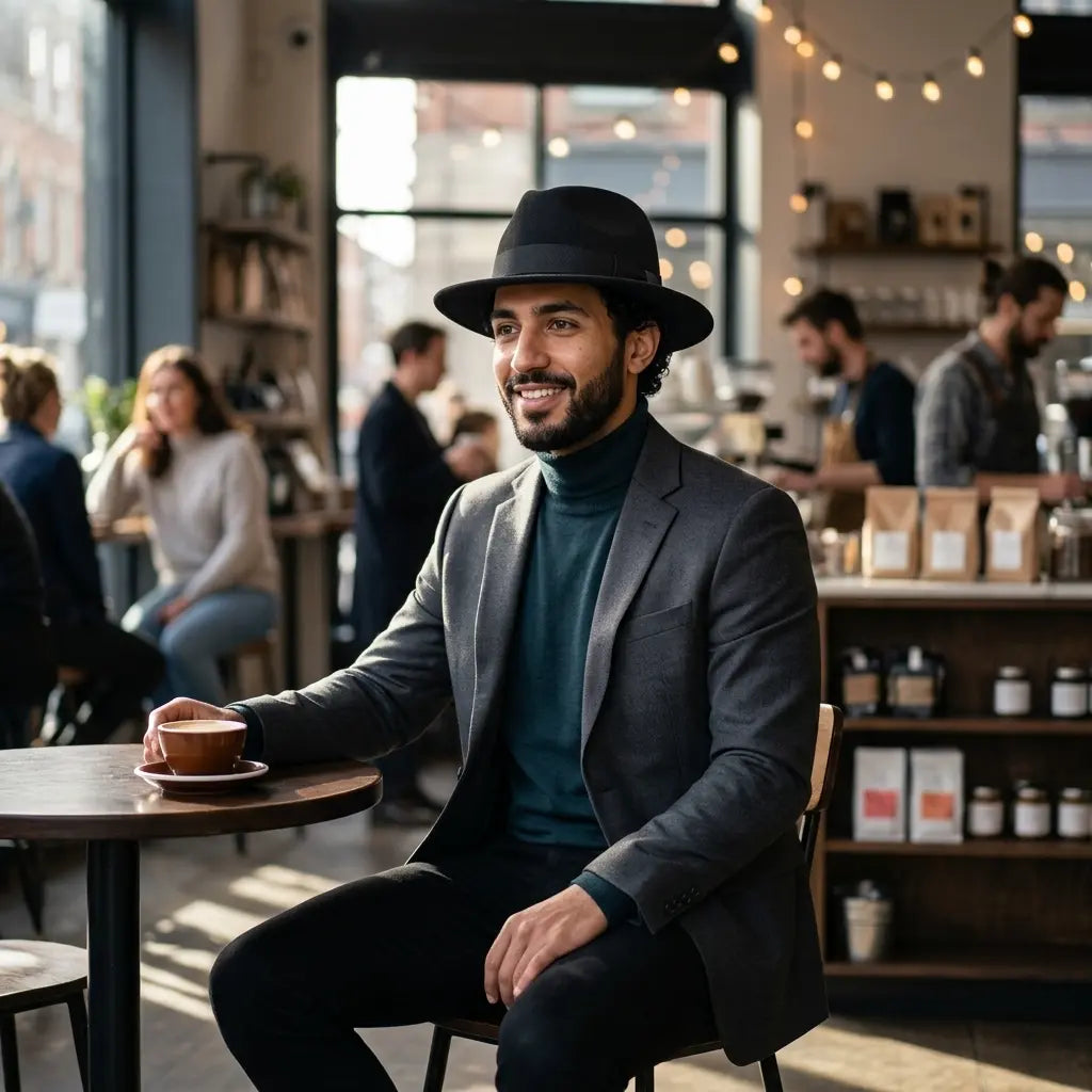 Curtis Retro Black Wool Fedora Hat