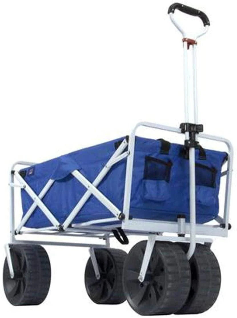 Mac Sports Heavy Duty Collapsible Folding All Terrain Utility Beach Wagon Cart Blue/Black